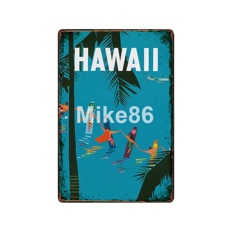 [Mike86] Hawii сёрфинга пляж металлический знак винтажный магазин рисунок на железной поверхности в стиле ретро город путешествия плакат искусство 20*30 см LT-1935 - Цвет: GLC-15175