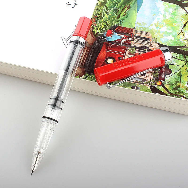 1-Piece Lanbitou Matte Black Transparent Fountain Pen F/EF Nib Plastic Piston Filler Writing Ink Pens School Office Supplies | Канцтовары