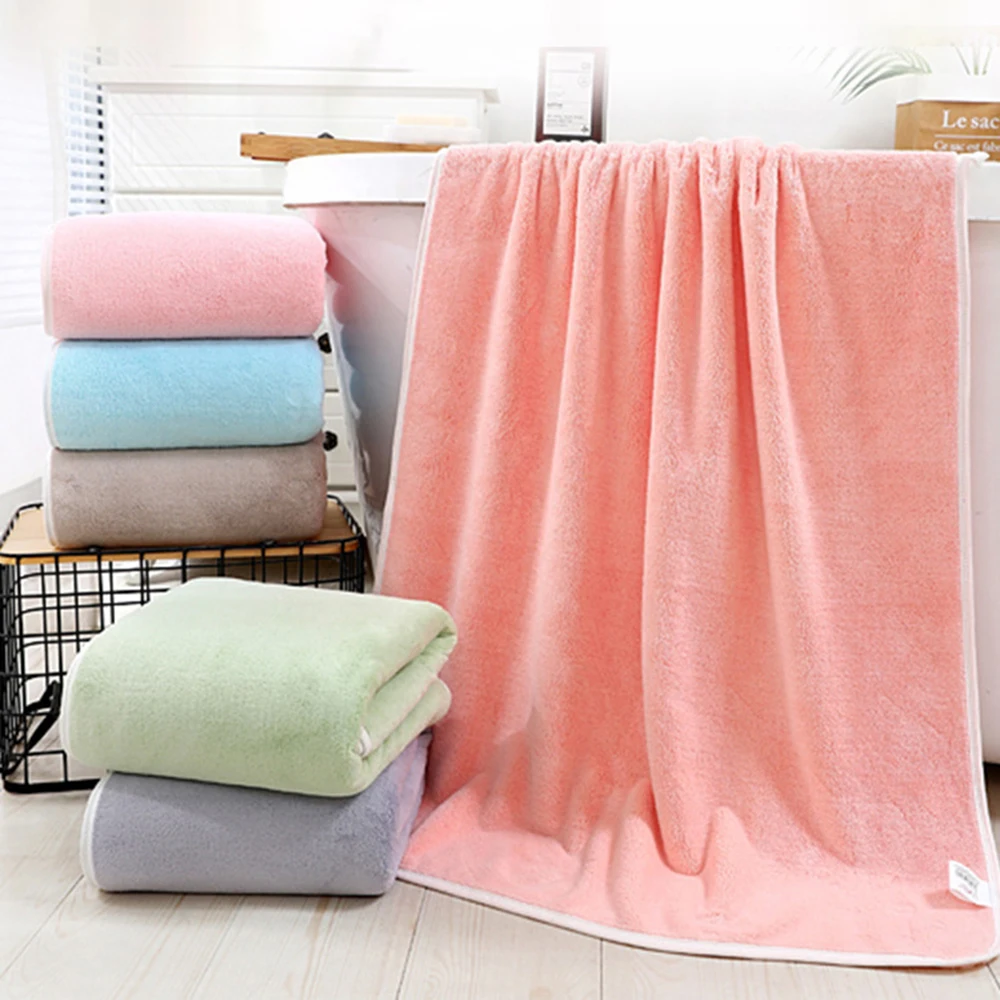 

Coral Fleece Towel High Absorbent Quick Drying Towel Warm Pure Color Bath Towel Bath Blanket