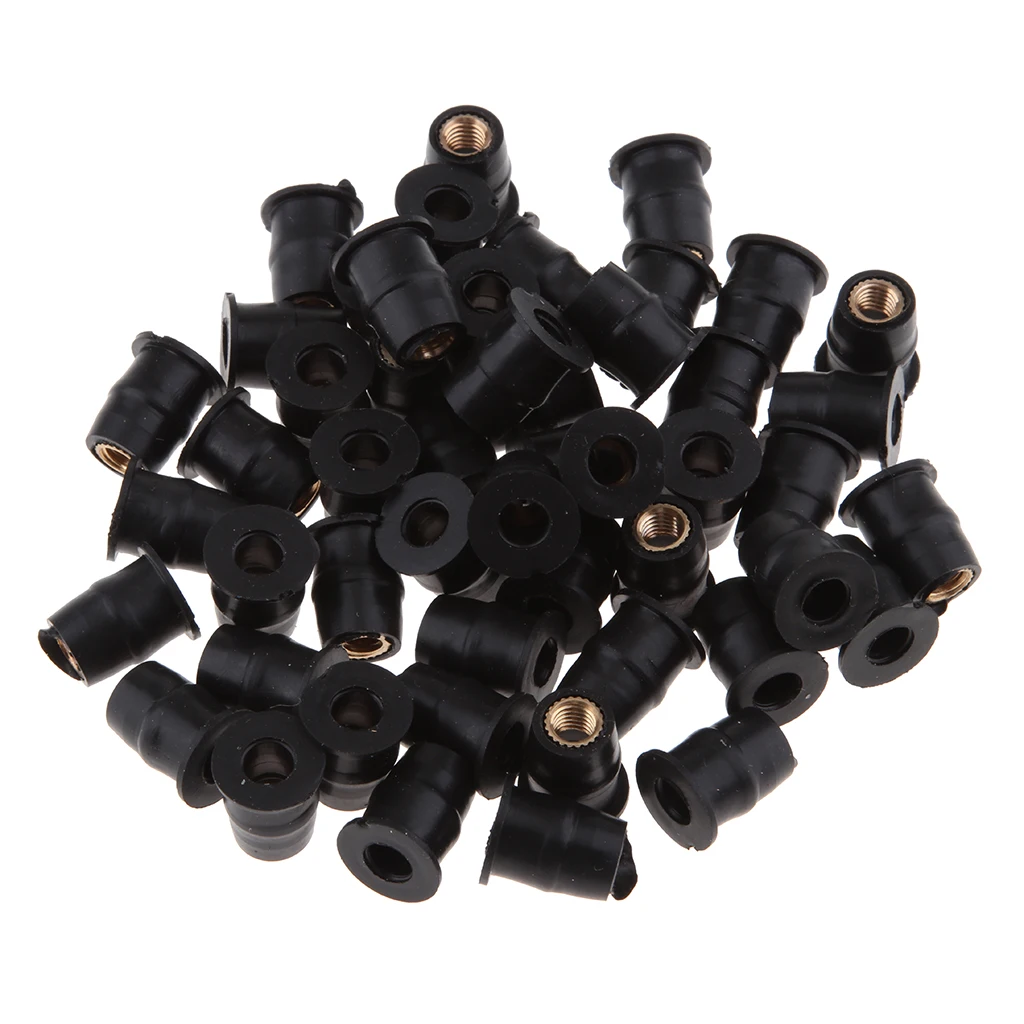 

50pcs Metric M5 Windscreen/Fairing Rubber Well Nuts for Harley