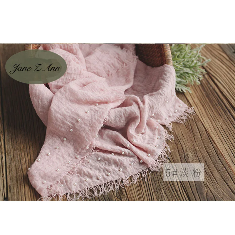 light pink Jane Z Ann/реквизит для фотосессии новорожденных детей, декоративные обертки с жемчугом, тонкая хлопковая линия одежды, аксессуары для студийной съемки 95x185 см - Цвет: light pink
