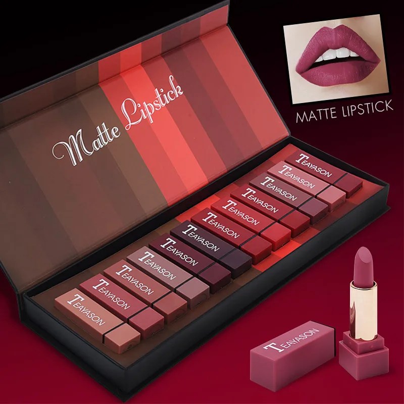 

Lipstick 12 Color/kit Nude Matte Long Lasting Waterproof Lips Stick Matte Moisturizer Sexy Lip Balm Velvet Lip Gloss Cosmetic