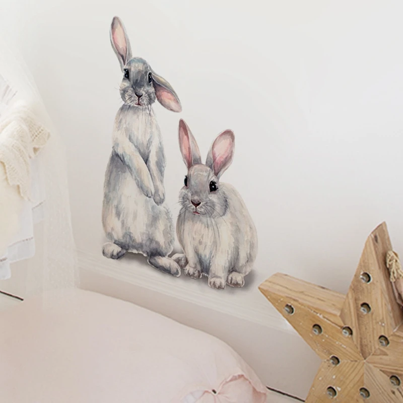 

3D Cute Rabbits Wall Sticker Animal Rabbit Decorative Stickers Home Decor for Wall Children's Kids Room Bedroom Mural Painting