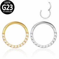 g23 titanium zircon hinged segment nose rings ear cartilage tragus earrings helix daith hoops septum clicker piercing jewelry