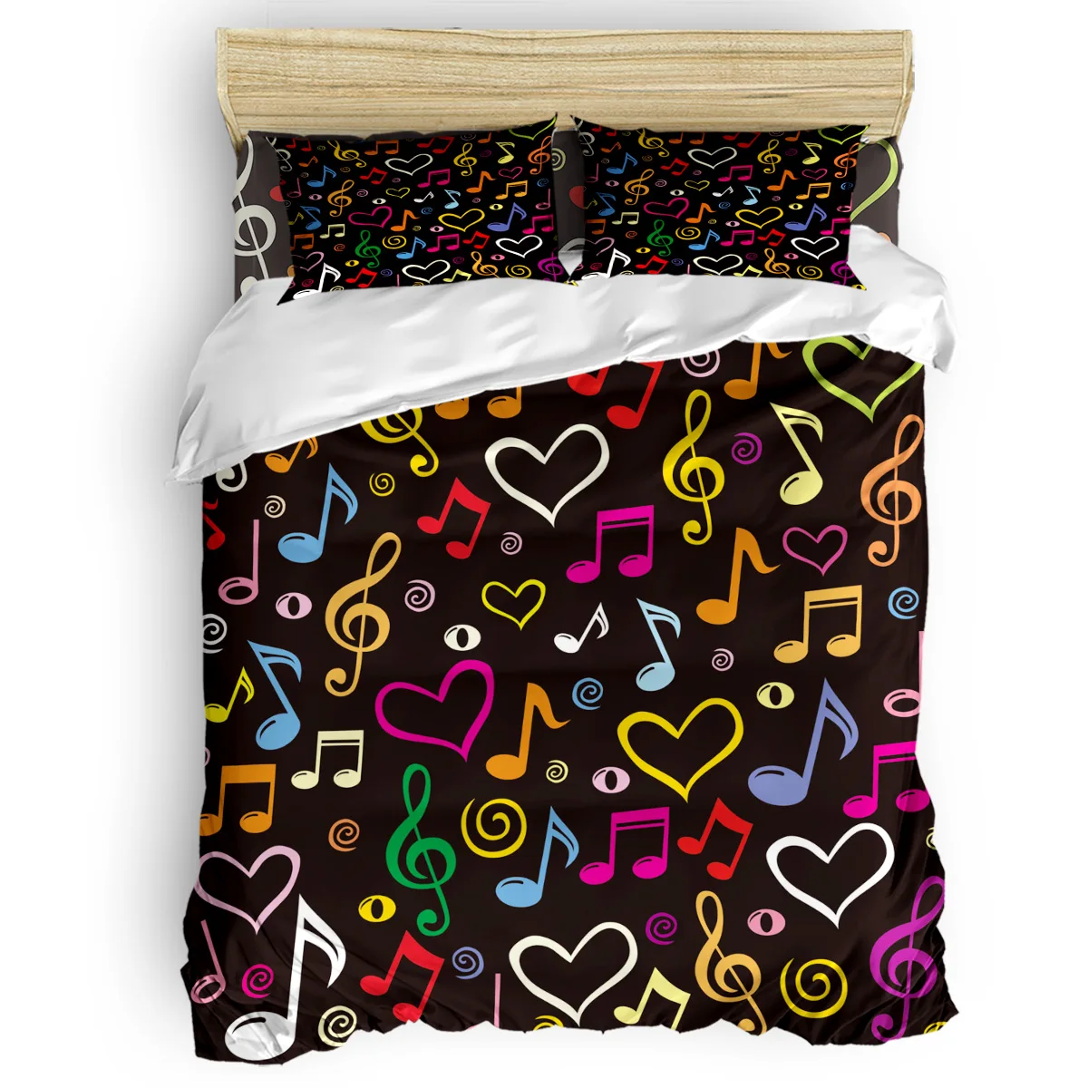 

Colorful Notes Music Love Heart Duvet Cover Set 2/3/4pcs Bedding Set Bed Sheet Pillowcases Cover Set