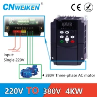 4kw vfd step up voltage converter inverter 220v to 380v single phase 220v converter to three phase 380v ac power transformer