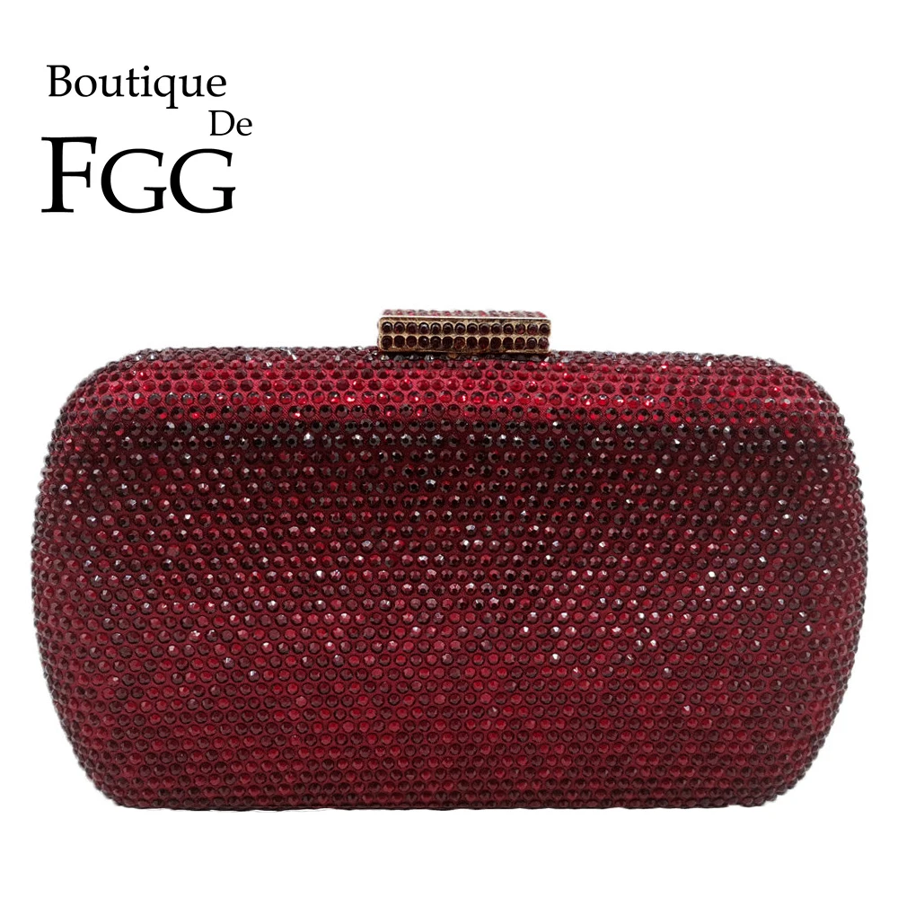 Boutique De FGG винно красные женские вечерние сумки с кристаллами свадебные
