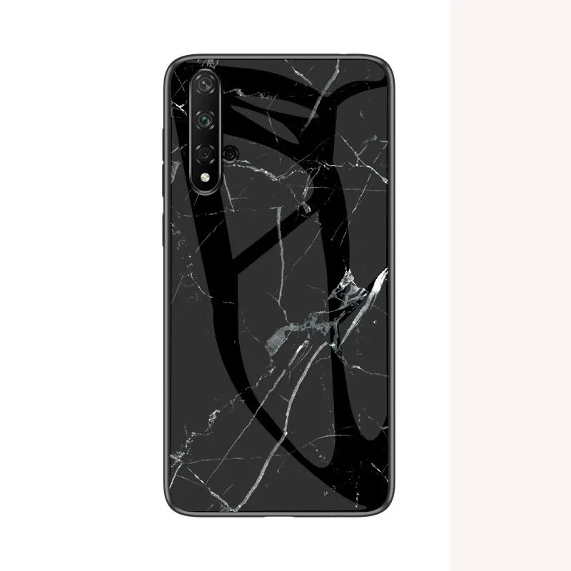 Черный Чехол KEYSION из закаленного стекла с мрамором для Honor V30 20 9X Pro 10i V20 8X защитная задняя крышка для huawei Mate30 20 P30 Pro Y9 - Цвет: Черный