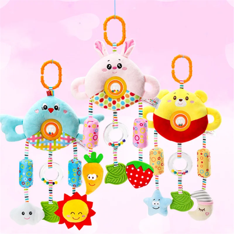 

Baby Stroller Toys Turn Beads Plush Rattles Animal Hanging Bell Educational Newborn мобиль Dolls Brinquedos Bebe baby born