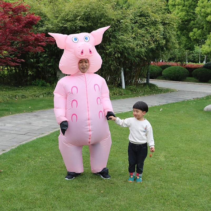 Надувной розовый костюм свиньи платье для взрослых и детей аниме костюмы косплея