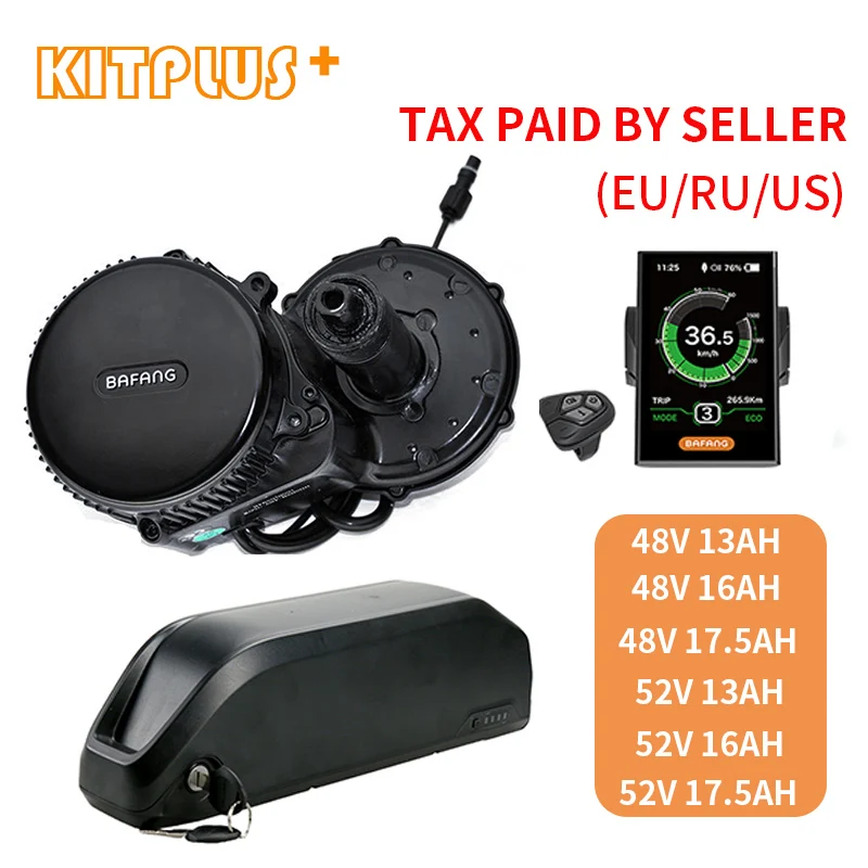 Bafang Mid приводной двигатель BBS02B 48V 750W Electriac Электрический велосипед Conversion Kit с Батарея 48 v/52 в 13AH/16AH/17.5AH литий-ионный аккумулятор, фара для электровелосипеда в Батарея