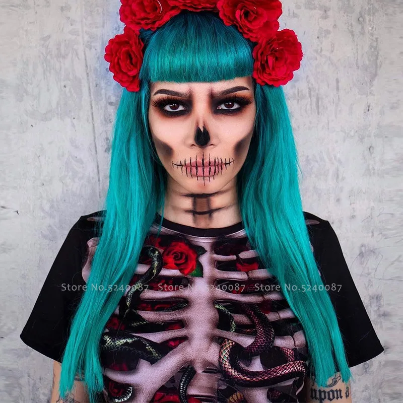 Хэллоуин Череп роза скелет принт призрак невеста ужас косплей костюм