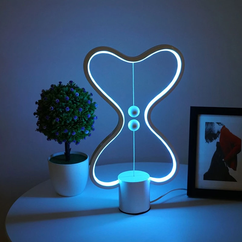

Simple Design Double Heart Shape Night Table Light Romantic Colorful Dimming Creative LED Bedside Lamp for Home Bedroom