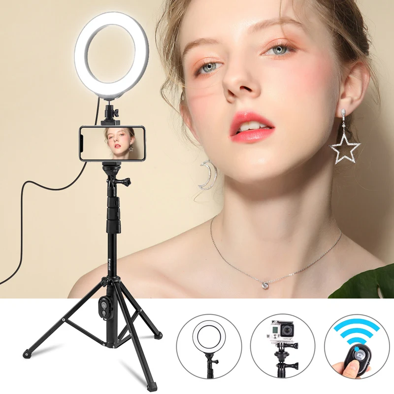 

Ring Light Tripod For Mobile Phone Youtube Facebook Vlog Video Photography Lighting Mount Holder Bluetooth Remote Selfie Stick