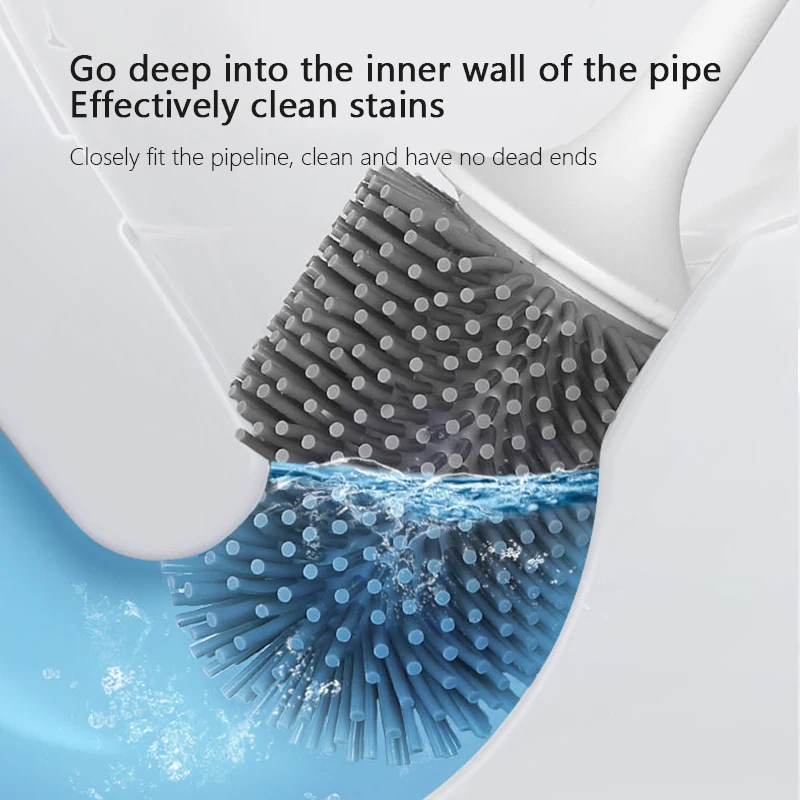 

Silicone Brush No Dead Corners Toilet Brush Holders Cleaning Tools Toilet Wall-Mounted Household Accessories Set
