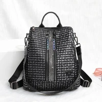 leather both shoulders backpack school bags for teenage girls trend v form women backpack anti theft sac a dos mochila