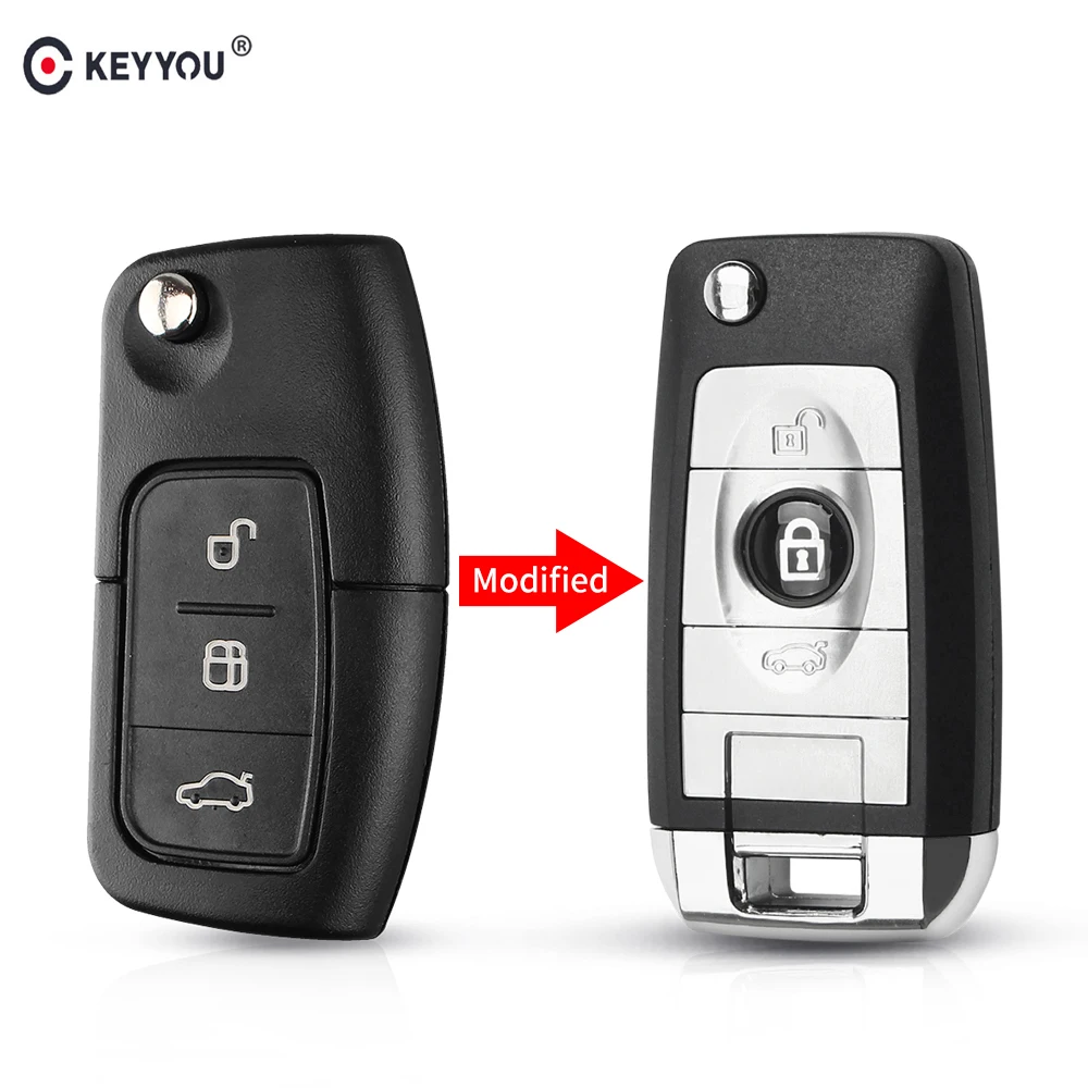 KEYYOU 3 кнопочный модифицированный складной Флип ключ для Ford Focus Fiesta Mk C Max K
