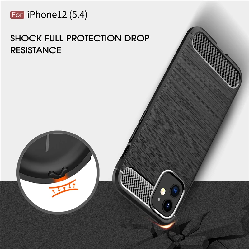 For iphone 12 Mini Case Carbon Fiber Full Shockproof Silicone Armor Case Cover For iphone 12 Pro Max Cover for iphone SE 2020