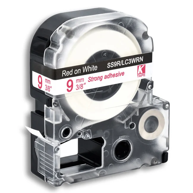 CIDY 1 шт. 9 мм черный на белом SS9KW/LC-3WBN LC-3WBN9 LC 3WBN лента для kingjim/epson Для LW300 LW400 с Заводской ценой - Цвет: red on white