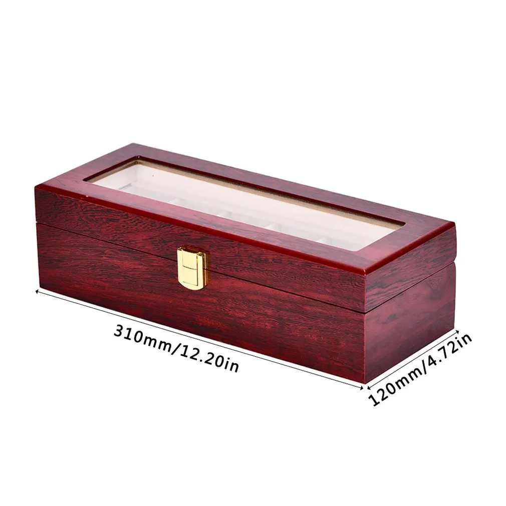 

New 2/3/5/6/10/12 Slots Watch Box Storage With Red Black Wooden Glass Case Bracelet Display Casket Watches Holder Casket