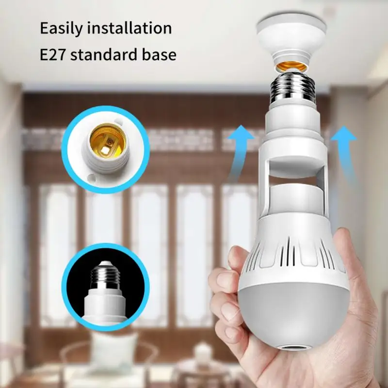 Новейшая HD 360 ° панорамная Wi-Fi 1080P IP камера лампочка для домашней безопасности