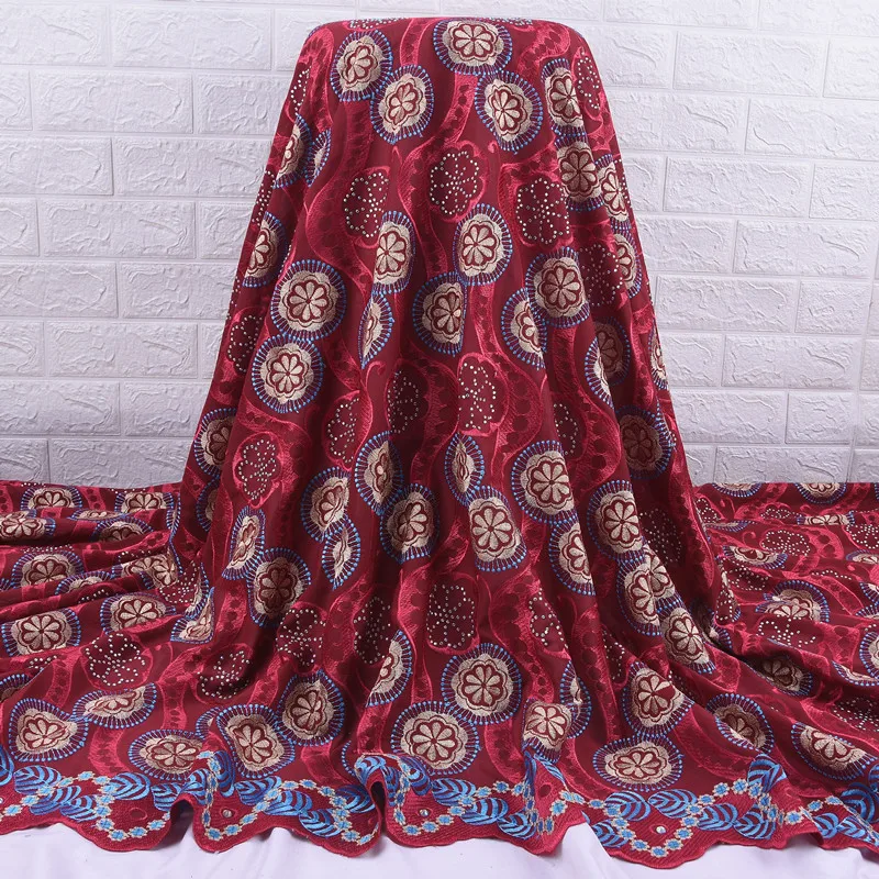 

Кружевная Высококачественная хлопковая ткань SJD, яркая африканская кружевная ткань с бриллиантами, вышивка, швейцарская вуаль, кружевная т...