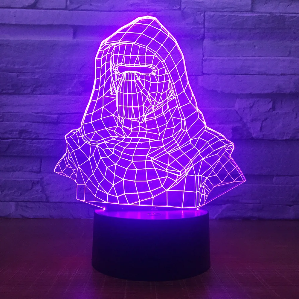 Ночник в виде шлема Дарта Вейдера с 3D иллюзией светодиодный 7 цветов USB сенсорная