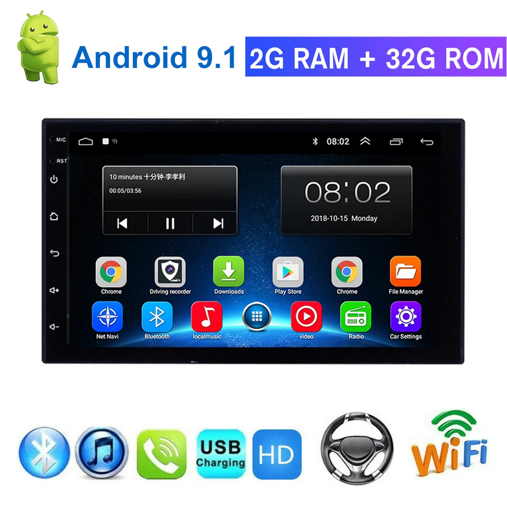 

Android 9.1 2 din Car Radio Auto Stereo GPS Navigation WiFi Bluetooth Car Multimedia Player DVD Aoturadio MirrorLink 2G+32G
