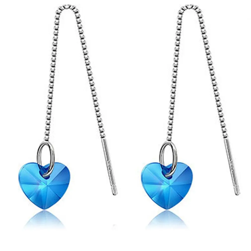 Длинные серебряные ювелирные изделия серьги в форме морского сердца модные