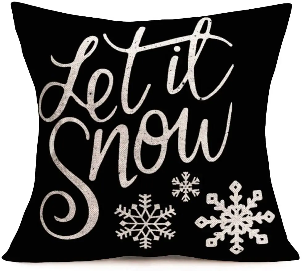 

Throw Pillow Covers Christmas Xmas Snowflake Outdoor Decor Cotton Linen Pillow Cases Cushion Cover Square Winter Pillowcase