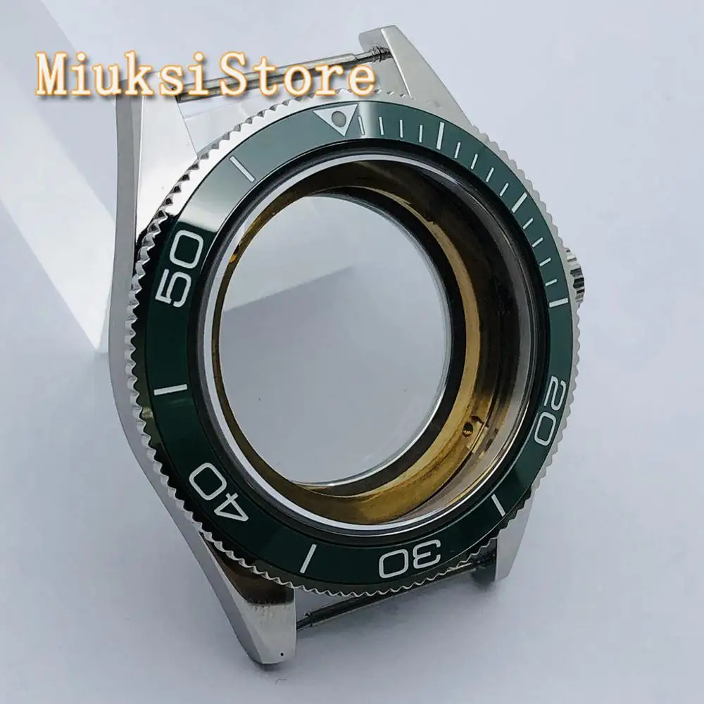 Силиконовый чехол 41 мм с сапфировым стеклом зеленая керамическая рамка подходит