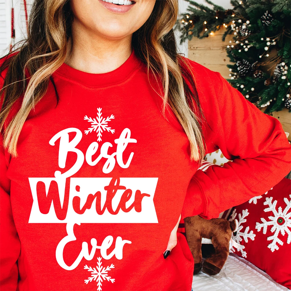 

BLINGPAW Autumn Winter Clothes Festive Christmas Best Winter Ever Letter Printed Unisex Heavy Blend Crewneck Sweatshirt