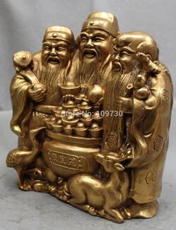Бесплатная доставка 11 &quotКитайский латунный 3 Бог долголетия Fu Lu Shou жизнь