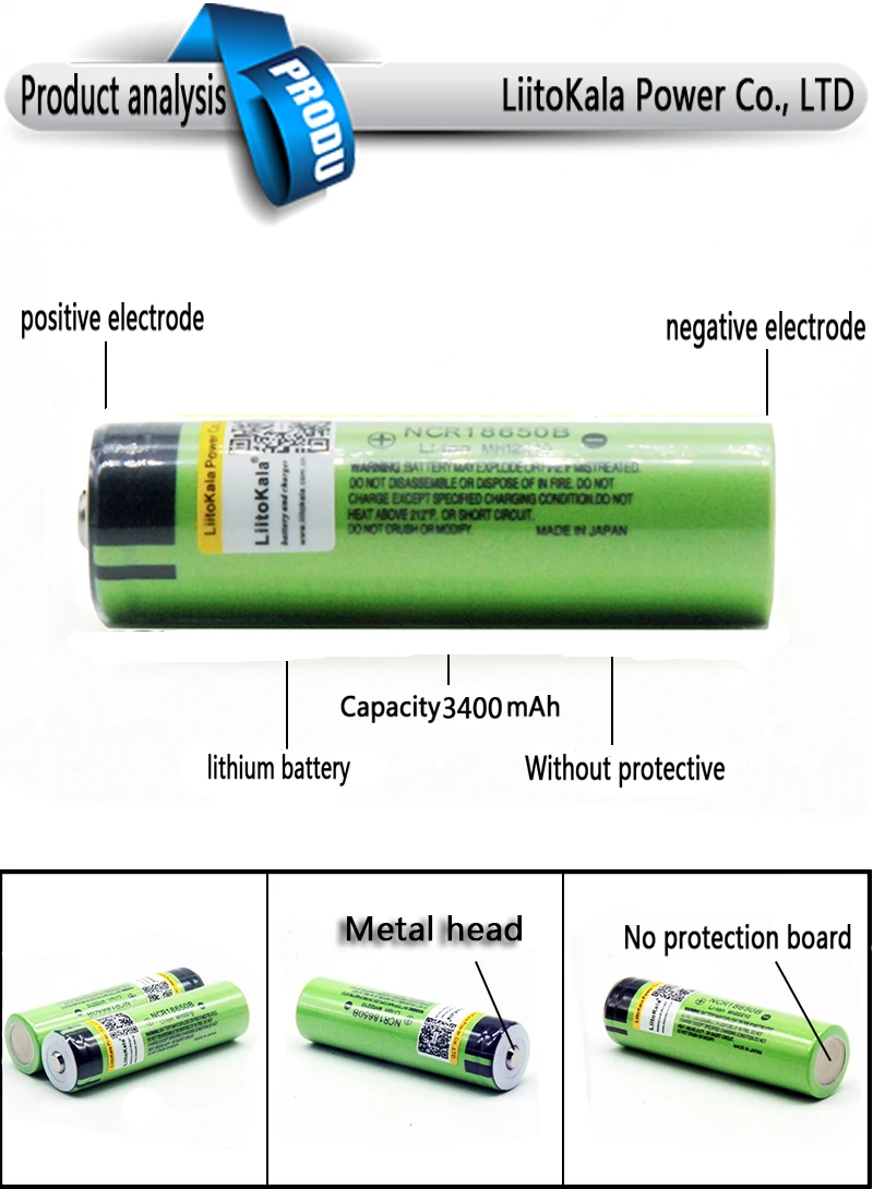 5 шт. LiitoKala 3,7 V 3400mAh оригинальные NCR 18650B 3400 Аккумуляторы для внешнего аккумулятора/фонарика