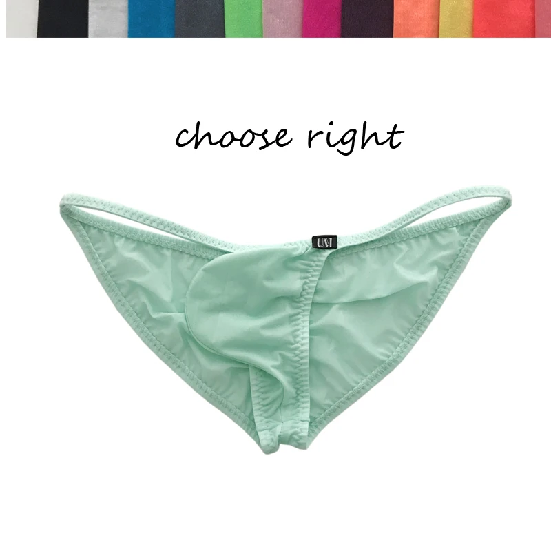 Men's buttock briefs are ultra low waist thin ice translucent sexy underwear
