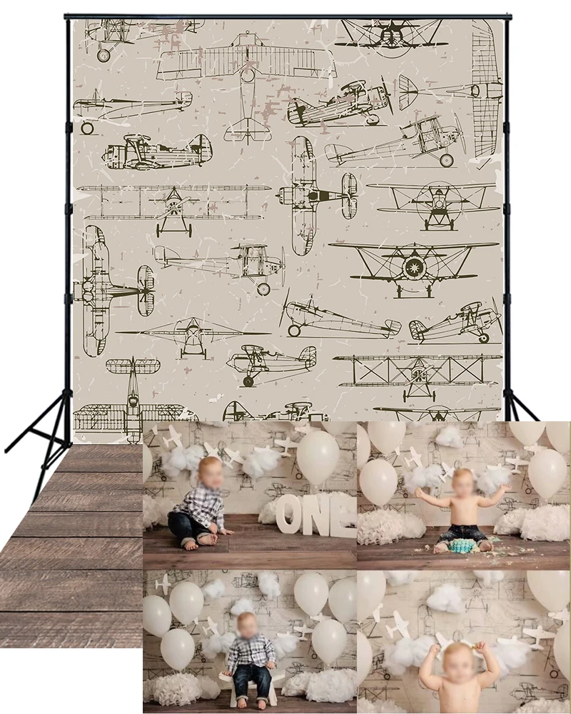 

Vintage Airplane Backdrop Baby Birthday Cake Smash Party Photography photoshoot portrait Background Banner Photo Studio Prop