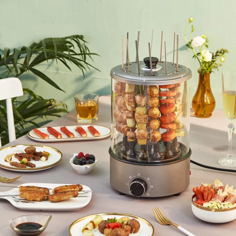 household skewers electric vertical grill barbecue self baking machine barbecue grill automatic rotating smokeless grill free global shipping