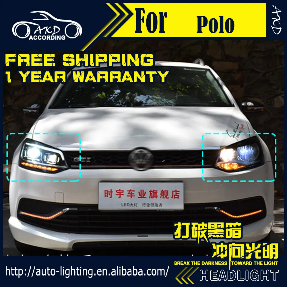 Фары AKD для Polo фары 2011-2018 Vento светодиодный светодиодные DRL динамический сигнал