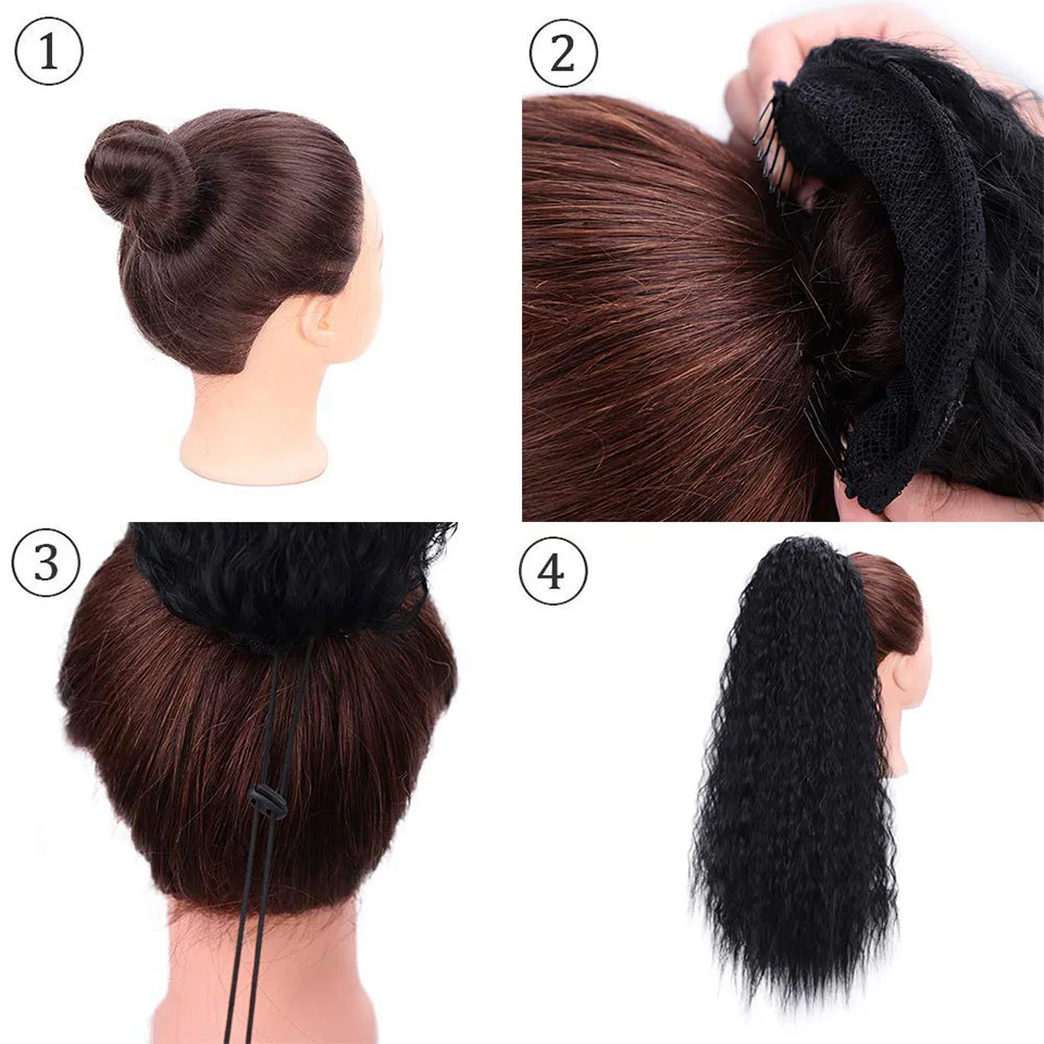

WIGSIN Synthetic Long Kinky Curly Ponytail Hair Extension 22Inch Natural Black Brown Hairpieces for Women