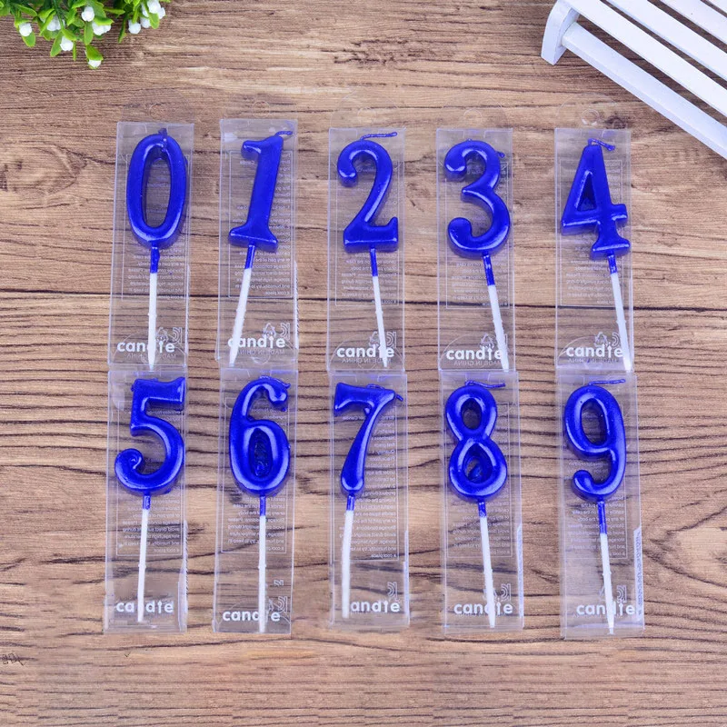 

1PC Navy Blue Number 0-9 Birthday Candles Cake Toppers Birthday Wedding Digital Smokeless Candles Dessert Decor Party Decoration