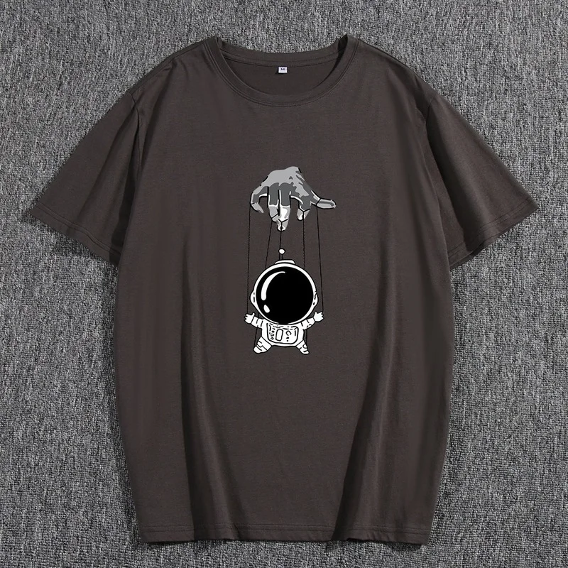 

Fashion Casual Summer Short Sleeve Male T-shirt Puppet Astronaut Print Graphic Men's Regular T Shirt Men Vintage O-Neck Tee Tops