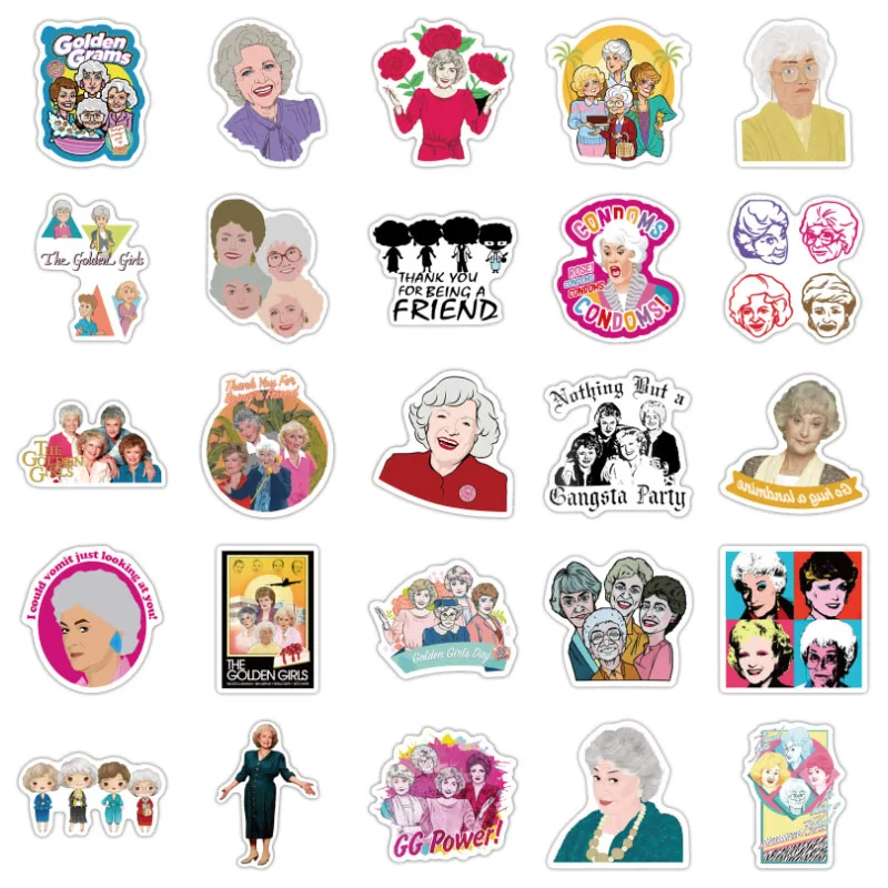 

10/30/50Pcs TV series Golden Girls Graffiti Waterproof Skateboard Travel Suitcase Phone Laptop Luggage Stickers DIY Kids Toys