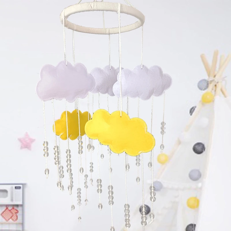 

A2UB Baby Crib Mobile Clouds Rattle Crystal Beads Bed Bell Nursery Cot Wind Chime Toy Newborn Room Hanging Decoration Shower