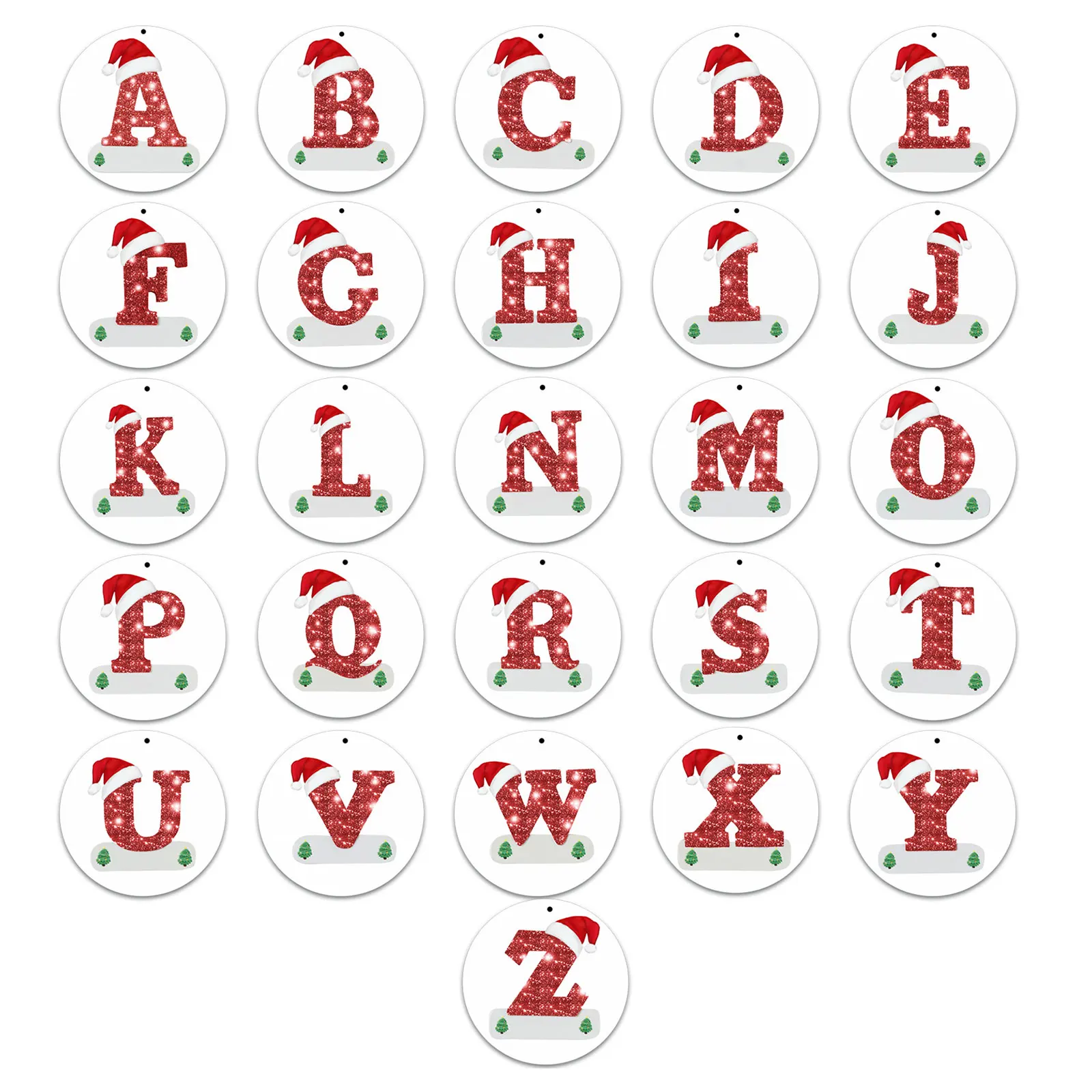 

Christmas Tree Hanging Ornaments Initial Alphabet with Xmas Hat Merry Christmas Decorations for Xmas Navidad Natal New Year 2022