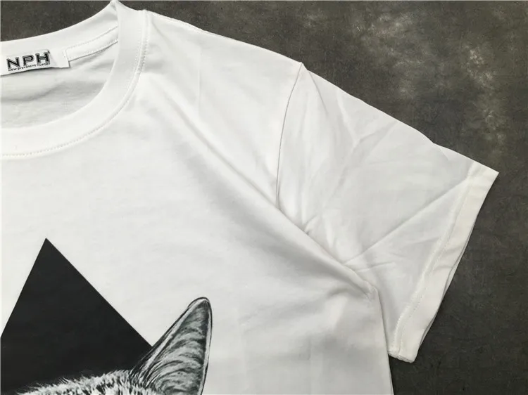 

2020 New Men Novelty Cat triangle T Shirts T-Shirt Hip Hop Skateboard Street Cotton T-Shirts Tee Top kenye S-XXL #K25