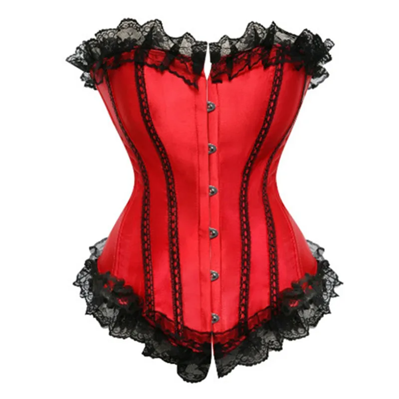 

Satin Boned Lace Up Steampunk Corset Sexy Lingerie Women Corselet Waist Trainer Corsets And Bustiers Overbust Slim Strapless