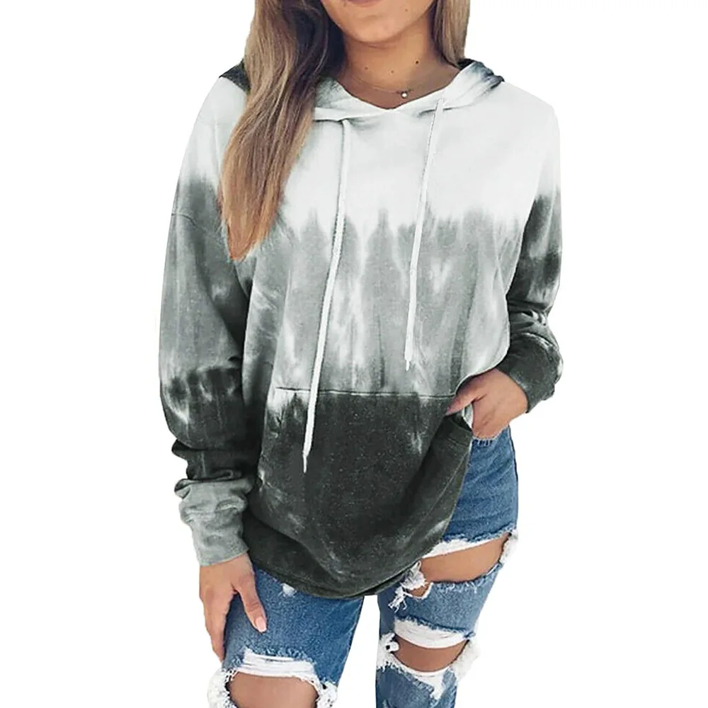 

Carney women's sweater with gradient printing hooded long sleeve sweater
