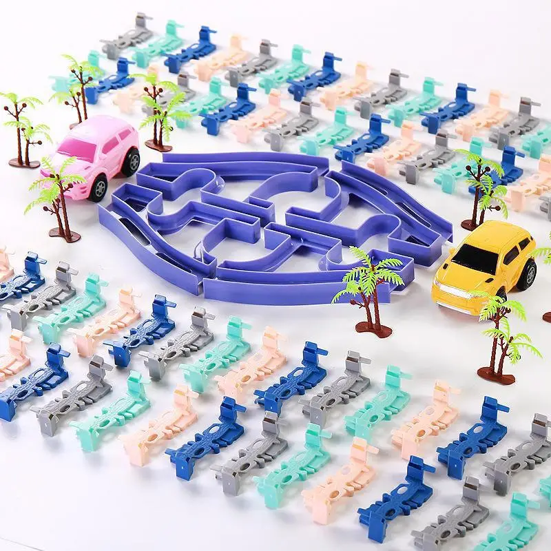 Электрическая железная дорога магический трек набор поездов для детей макарон