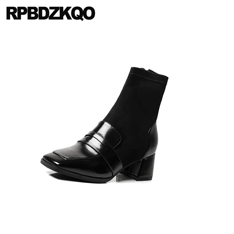 Замшевые женские короткие осенние ботинки блестящие Роскошные брендовые туфли