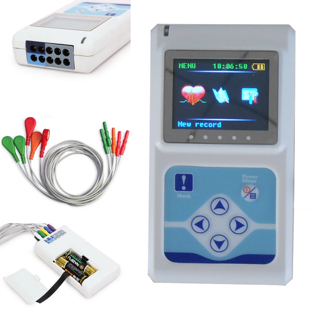 Аксессуары или TLC9803 24H динамический ЭКГ Holter аппарат 3 свинцовый электрокардиограф